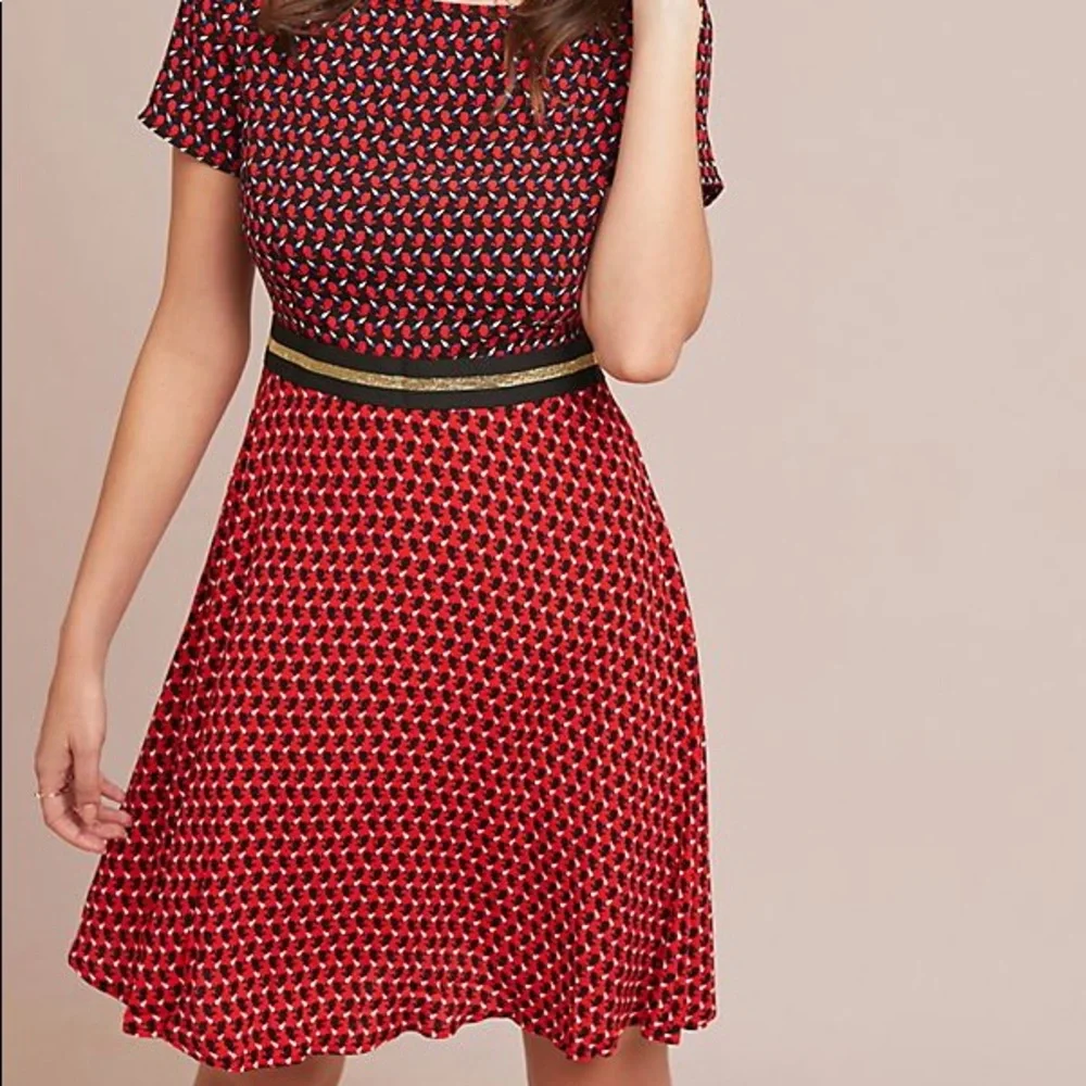 Amici Colorblock Dress Red Bunny Swan 6 NWT Short Sleeve Print